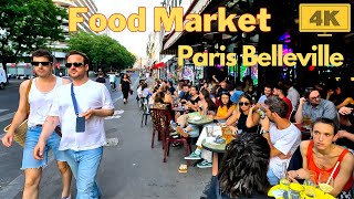 BELLEVILLE District Walk in the BEST Street Food Market in Paris 4K Walk June 2023 [upl. by Eninahpets]