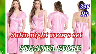 Zionity Womens Satin FullLength NightyNight WearSleep WearNight Gown Free Size Light Pink [upl. by Krasner479]