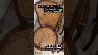 Rénovation de Chaises en Cannage par ATELIERPAUL 🪑✅😉👍atelierpaul renovationchaisescannage [upl. by Aihsenot]