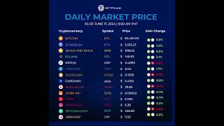 Crypto Prices Today  Bitcoin Ethereum MATIC SHIB DOGECOIN CARDANO XRP PRICE  06172024 [upl. by Anaugahs]