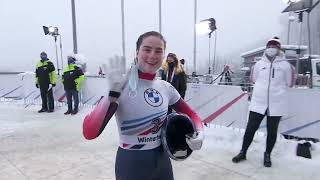 Winterberg BMW IBSF World Cup Womens Skeleton Heat 1 skeletonracer ice womansports racer [upl. by Ecinnej]