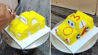 1Kg Mai Car Cake Banana hai To Ye Video Apke Liye  Yellow Colour Car Cake [upl. by Seem]