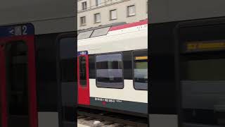 Leman Express Stadler Flirt 2 Train departing from Geneva Cornavin station shorts viral train [upl. by Fitzger846]