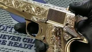 Hand engraved Nickel plated 38 Super 1911 [upl. by Anyale849]