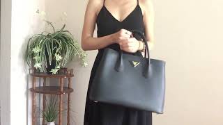 Authentic Prada Saffiano Cuir BN2775 Small Black Handbag review [upl. by Tegirb397]