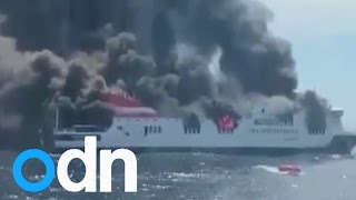 Ferry on fire in Mediterranean  156 passengers rescued [upl. by Hazrit]