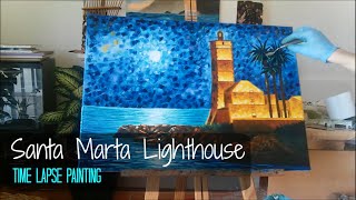 Santa Marta Lighthouse  Time lapse oil painting by Pedro Castanheira [upl. by Rivalee991]