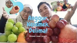 Mukbang BuahBuahan Segar amp Juicy  Tutorial Mengupas Buah Delima  Nyobain Buah Kesemek [upl. by Neehcas]