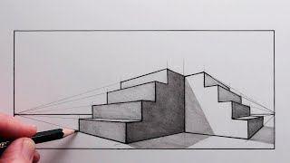 How to Draw Steps using TwoPoint Perspective Narrated [upl. by Robbert261]