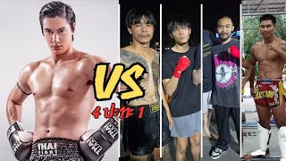 Thai ActorPeter Denman Turned Boxer in 4 vs 1 Fight 2 Street Fighters and 2 Pro Fighters [upl. by Eimarej]