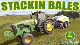 HAY DAY MOWING BALING RAKING amp STACKING WITH 2 NEW LOADER TRACTORS  FARMING SIMULATOR 2017 EP44 [upl. by Hibbitts]