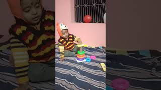 Suryansh babu playing with stacking rings toys 🧸🧸🧸🧸 youtubeshorts suryansh stackingrings shorts [upl. by Enimsaj]