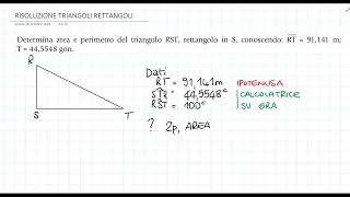 Risoluzione dei triangoli rettangoli  esercizio 1 [upl. by Abil]