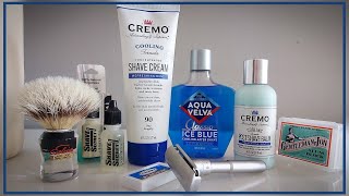 💈🔵 quotThe Walmart Shave pt4quot Cremo Cooling Shave Cream Aqua Velva Classic Ice Blue Aftershave 🔵💈 [upl. by Divine204]