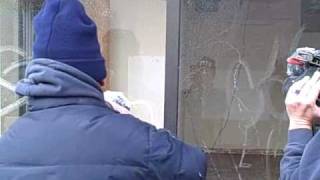 Acid Etching Window Graffiti Removal In Chicago [upl. by Yelraf]