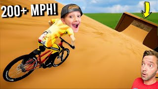 FATHER SON BIKING VIDEO GAME  Biggest Ramp EVER [upl. by Berwick765]