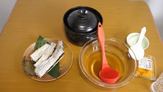 朝ごはん作ってみた。『太刀魚の塩焼きメシ。炊き立て土鍋ご飯』 [upl. by Pennie]