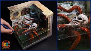 Skull Octopus and Submerged Ruins Diorama  Thalassophobia  Polymer Clay  Resin Art  Creepy [upl. by Lebbie95]