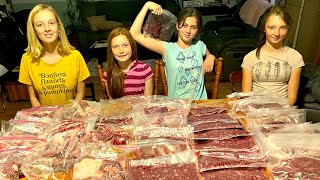 GRAPHIC How many lbs of meat from one Deer🦌 Teen girls and younger help get deer to freezer [upl. by Lyssa142]