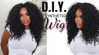 DIY  Curly Synthetic wig hack for Volume [upl. by Chancellor823]