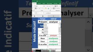 Application de conjugaison avec ExcelLe groupe du verbe Le radical La terminaison La longueur du ver [upl. by Bubalo693]
