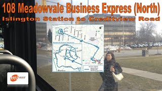 108 Meadowvale Business Exp North MiWay 2010 Orion VII EPA 1002 Islington Stn to Creditview Rd [upl. by Socin656]