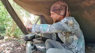 Day Camp Under A Canvas Tarp Tent  Kelly Kettle Trekker Kit [upl. by Emelda]