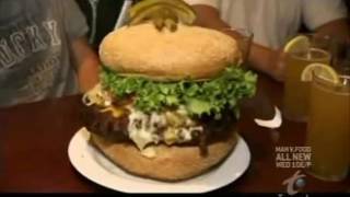 Man v Food S2E14 Making The Absolutely Ridiculous Burger [upl. by Brasca]