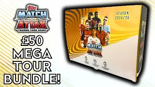 TOUR EXCLUSIVE £50 MEGA BUNDLE OPENING  TOPPS MATCH ATTAX 202425 [upl. by Nywde]