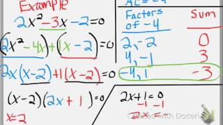 Algebra 1 87 Factoring amp Solving Ax2BxC0 [upl. by Arsuy]