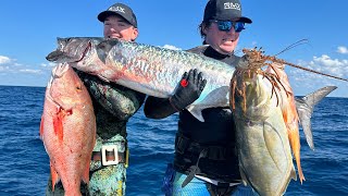 Deep Spearfishing for GIANTS Epic Palm Beach Day [upl. by Cleland]