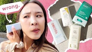 How to actually Apply SPF Sunscreen Stick  reapply over makeup [upl. by Osnofledi]