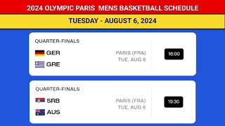 🔴 QUARTER FINALS GAME SCHEDULE  OLYMPICS BASKETBALL MENS PARIS 2024 [upl. by Abercromby]