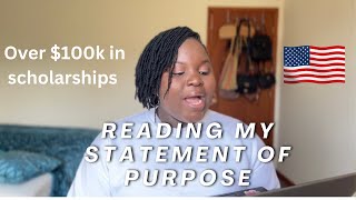 READING MY STATEMENT OF PURPOSE STEM PHD PROGRAM  FULLY FUNDED IN THE USA [upl. by Sheela901]