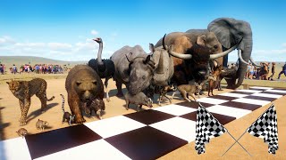 Smallest Animals VS Biggest Animals Race in Planet Zoo included Elephant Rhino Tapir amp Racoon [upl. by Guinevere]