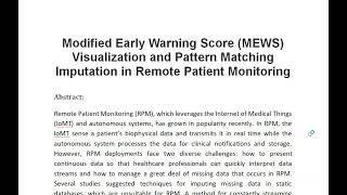 Modified Early Warning Score MEWS Visualization and Pattern Matching Imputation in Remote Patient Mo [upl. by Llebasi8]