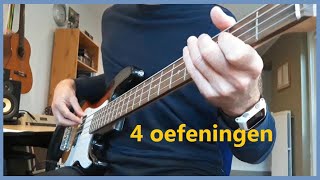 basgitaar leren spelen ★ 4 oefeningen met tab ★ vinger en plectrum techniek ★ bass guitar lesson 1 [upl. by Whitson]