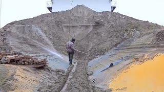 Barge unloading 3500 tons of river sand part 1 Relaxing video [upl. by Nnylamme]