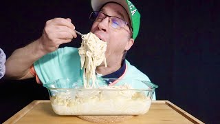 ASMR • Creamy • Fettuccine • Alfredo • Pasta • Mukbang • Feast • Seanusca Food [upl. by Angid822]