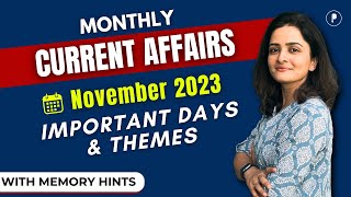 November 2023  Important Days amp Theme  Monthly Current Affairs October 2023  With Mnemonics [upl. by Nayra332]