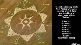 Nibiru Anunnaki  Ea Enki  ASCII code was drawn in Crop Circle at Poirino Italy on June 20 2011 [upl. by Nit]