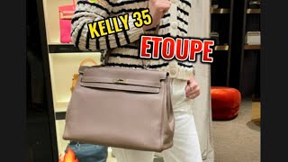 HERMES KELLY 35 RETOURNE ETOUPE COLOR CODE 18 oneminutereview bjluxury hermescollection [upl. by Christiana]