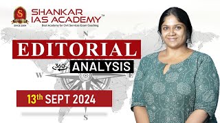 Editorial Analysis September 13 2024 Shankar IAS Academy UPSC current Affairs  Mains [upl. by Elva391]