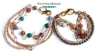 Layered Chain Bracelet  DIY Jewelry Making Tutorial by PotomacBeads [upl. by Irahcaz129]