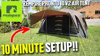 ZEMPIRE PRONTO 10 V2 INFLATABLE AIR TENT REVIEW [upl. by Morville]