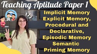 Implicit and Explicit Memory Procedural and declarative episodic Memory Teaching Aptitude Paper 1 [upl. by Innob]