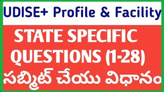 How to submit UDISE PLUS SCHOOL PROFILE amp FECILITY STATE SPECIFIC QUESTIONS 128 [upl. by Ellehsram996]