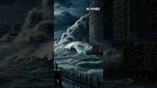 tsunami Ai scene tsunami waves shorts shortvideo speed city earth animation [upl. by Stiles247]