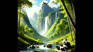 Soothing Sunrise Relax with Chinese Zither Waterfalls Birds and a chubby adorable giant panda [upl. by Adneram143]