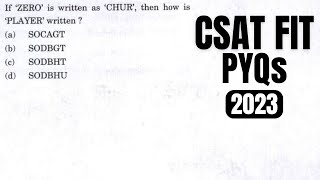 CSAT PYQ2023 If ZERO is written as CHUR then how is PLAYER written [upl. by Teresa]